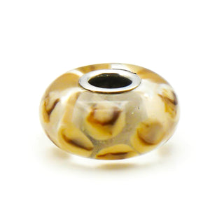 TROLLBEADS RARE Beige Dot Glass Bead Sterling Silver Charm