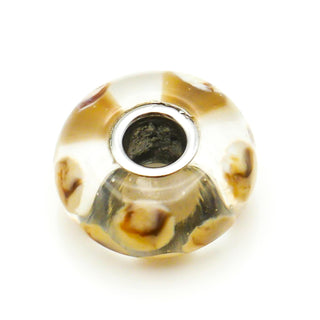 TROLLBEADS RARE Beige Dot Glass Bead Sterling Silver Charm
