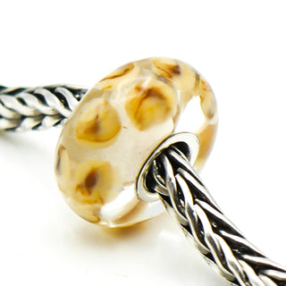 TROLLBEADS RARE Beige Dot Glass Bead Sterling Silver Charm