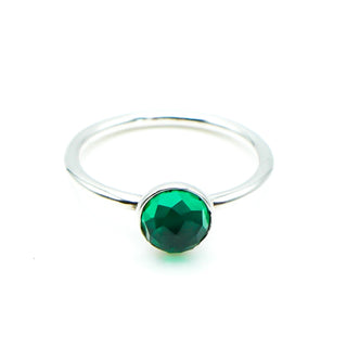 PANDORA Size 5 (50) May Droplet Sterling Silver Birthstone Ring With Green Crystal