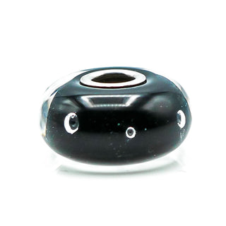TROLLBEADS Black Bubbles Glass Bead Sterling Silver Core Charm