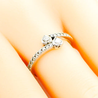 PANDORA Forever Hearts Size 7.5 (56) Sterling Silver Ring With Clear Zirconia