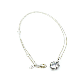 Pandora Sparkling Love Sterling Silver Heart Pendant With 17.7-Inch Sterling Silver Necklace