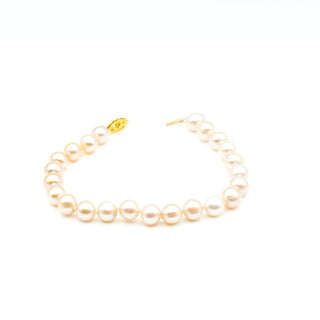 Pink Akoya Pearl Bracelet 7.5 Inches With 14K Gold Clasp
