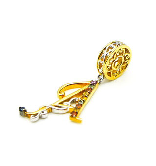 GEMS ON VOGUE Initial A 18K Gold Plated Sterling Silver Pendant Charm With Multi-Color Topaz
