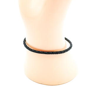 SOUFEEL 6.9-Inch Black Leather Bracelet With Sterling Silver Clasp