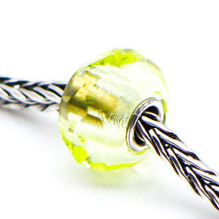 TROLLBEADS Green Prism Glass Bead Sterling Silver Core Charm