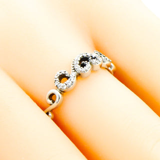 PANDORA Size 8.5 (58) Heart Swirls Sterling Silver Ring With Clear Zirconia
