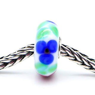 TROLLBEADS French Anemone Glass Bead Sterling Silver Core Charm