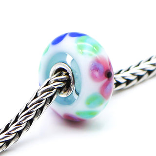 TROLLBEADS French Anemone Glass Bead Sterling Silver Core Charm