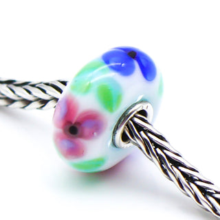 TROLLBEADS French Anemone Glass Bead Sterling Silver Core Charm