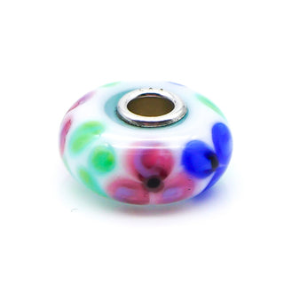 TROLLBEADS French Anemone Glass Bead Sterling Silver Core Charm