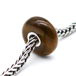 TROLLBEADS Tiger Eye Gemstone Bead Sterling Silver Core Charm