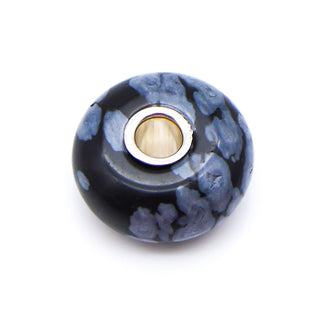 TROLLBEADS RARE Snowflake Obsidian Gemstone Bead Sterling Silver Core Charm