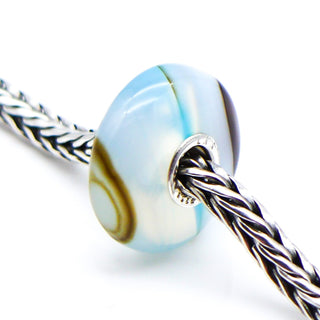 TROLLBEADS Turquoise Striped Agate Gemstone Bead Sterling Silver Core Charm