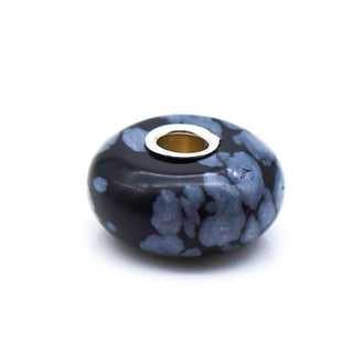 TROLLBEADS RARE Snowflake Obsidian Gemstone Bead Sterling Silver Core Charm