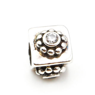 PANDORA RARE Sterling Silver Charm With Clear CZ