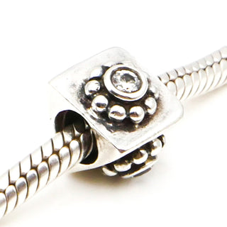 PANDORA RARE Sterling Silver Charm With Clear CZ