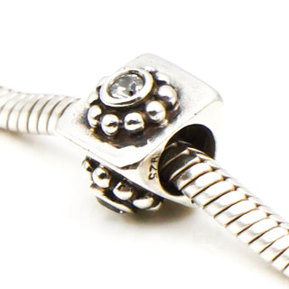 PANDORA RARE Sterling Silver Charm With Clear CZ