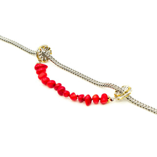 GEMS ON VOGUE Two-Tone Red Coral Safety Chain Charm With 18K Gold Plated Sterling Silver