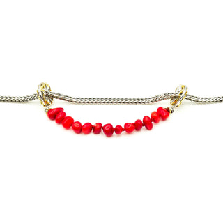 GEMS ON VOGUE Two-Tone Red Coral Safety Chain Charm With 18K Gold Plated Sterling Silver