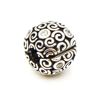 PANDORA Abstract Swirls Clear Cubic Zirconia Sterling Silver Clip Charm