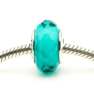 PANDORA Teal Fascinating Faceted Murano Glass Sterling Silver Charm Bead
