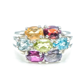 Sterling Silver Size 6 Multi-Gemstone Ring