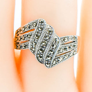 Vintage Sterling Silver Marcasite Ring Size 8