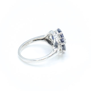 Sterling Silver Tanzanite And Diamond Ring Size 5