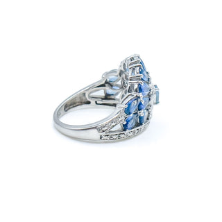 Sterling Silver Sapphire Cocktail Ring Size 8