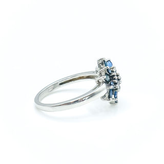 Sterling Silver Natural Blue Sapphire Snow Crystal Ring Size 7