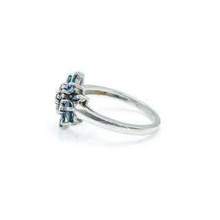 Sterling Silver Natural Blue Sapphire Snow Crystal Ring Size 7