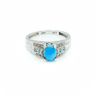 Sterling Silver Sleeping Beauty Turquoise Ring Size 6.75