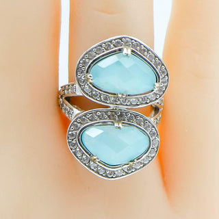Joya by Judy Crowell Moonstone Doublet & White Zircon Halo Ring Size 5