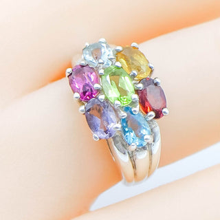 Sterling Silver Size 6 Multi-Gemstone Ring