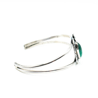 Vintage 6.3-Inch Sterling Silver Navajo Malachite Cuff Bracelet