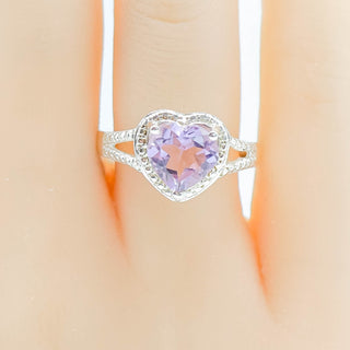 Sterling Silver Amethyst Heart Ring Size 7