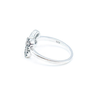 Sterling Silver Interlocking Hearts Ring With Cz Size 5.75