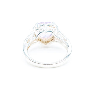 Sterling Silver Amethyst Heart Ring Size 7