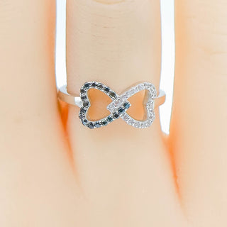 Sterling Silver Interlocking Hearts Ring With Cz Size 5.75