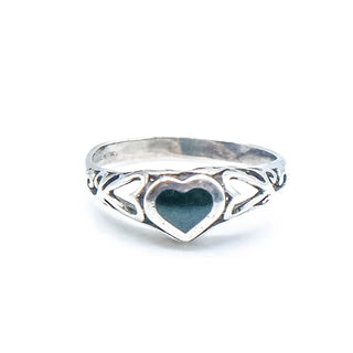 Vintage Wheeler Sterling Silver Heart Ring With Black Agate Size 6