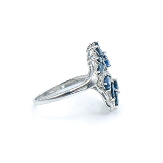 Sterling Silver Sapphire And Diamond Ring Size 8