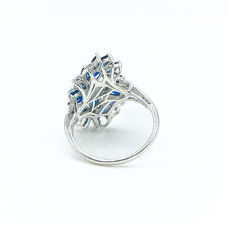 Sterling Silver Sapphire And Diamond Ring Size 8