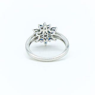 Sterling Silver Natural Blue Sapphire Snow Crystal Ring Size 7