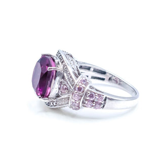 Sterling Silver African Lilac Quartz and Pink Cz Ring Size 8