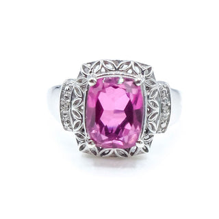 Sterling Silver African Lilac Quartz and Diamond Ring Size 7