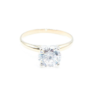 14k Gold Zircon Solitaire Engagement Ring Size 7.5