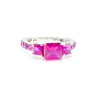 Sterling Silver Ruby and Pink Sapphire Ring Size 5