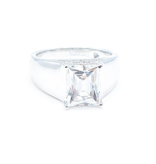 Sterling Silver Tycoon Cut White Cz Engagement Ring Size 6
